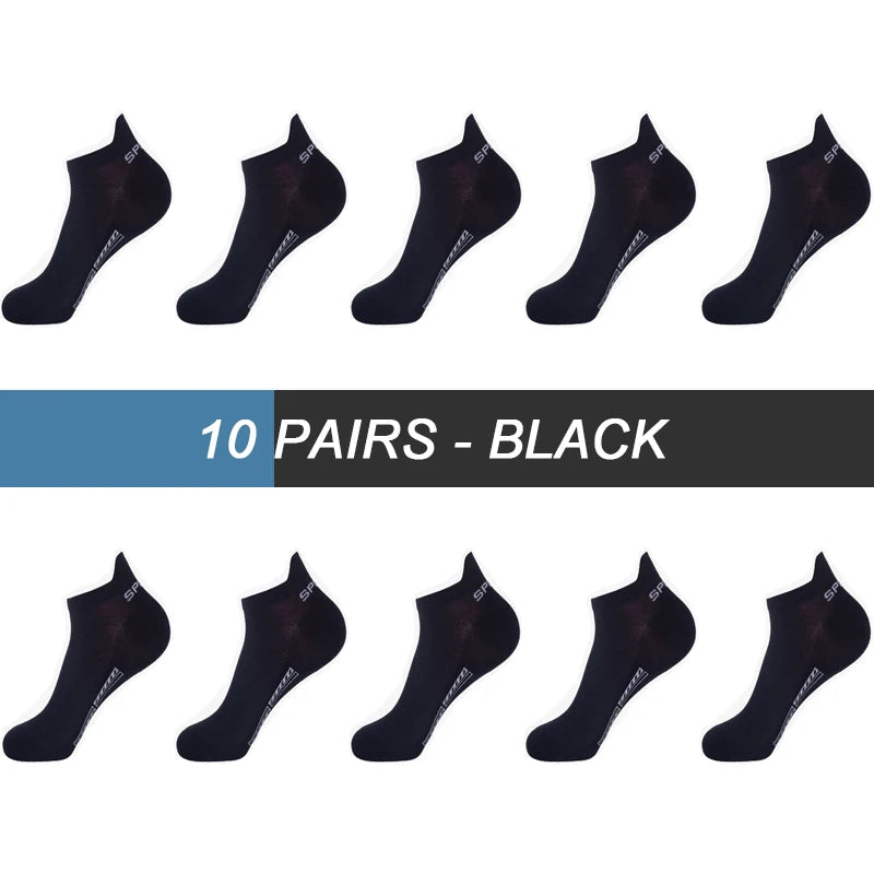 10Pairs High Quality Men Ankle Socks Breathable Cotton Sports Socks Mesh Casual Athletic Summer Thin Cut Short Sokken Size 38-48