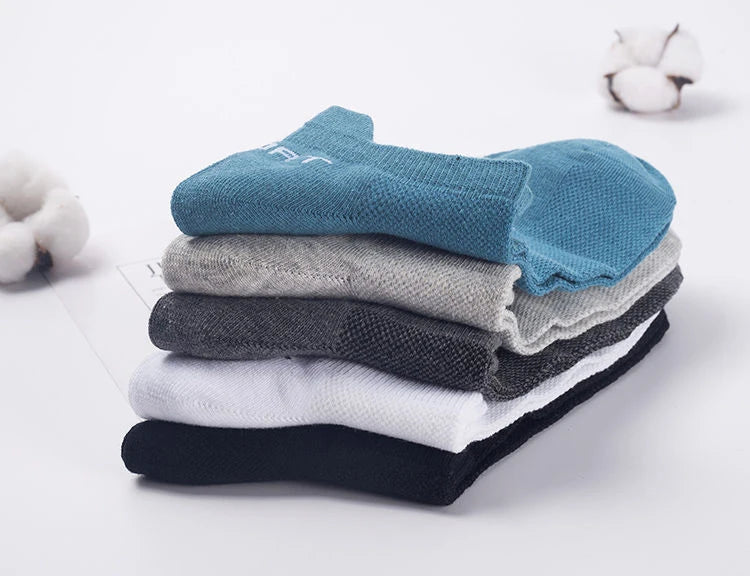 10Pairs High Quality Men Ankle Socks Breathable Cotton Sports Socks Mesh Casual Athletic Summer Thin Cut Short Sokken Size 38-48