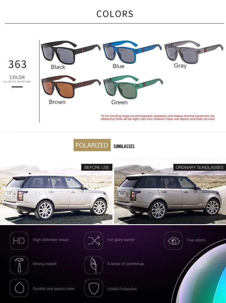 2024 Luxury Brand Polarized Sunglasses Men High-End Outdoor Glasses Fashion Square Driving Eyewear Travel Sun Glasses Uv400