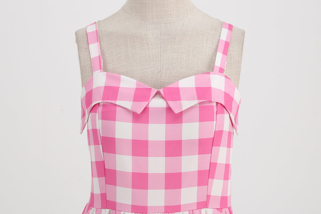 Elegant Women Pink Polka Dot Dress Summer Robe Hepburn 1950s 60s Vintage Sexy Halter Rockabilly Retro Party Dresses 2026 Vestido
