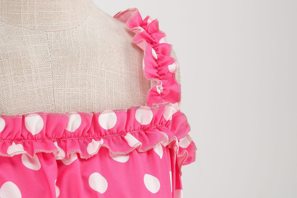 Elegant Women Pink Polka Dot Dress Summer Robe Hepburn 1950s 60s Vintage Sexy Halter Rockabilly Retro Party Dresses 2026 Vestido