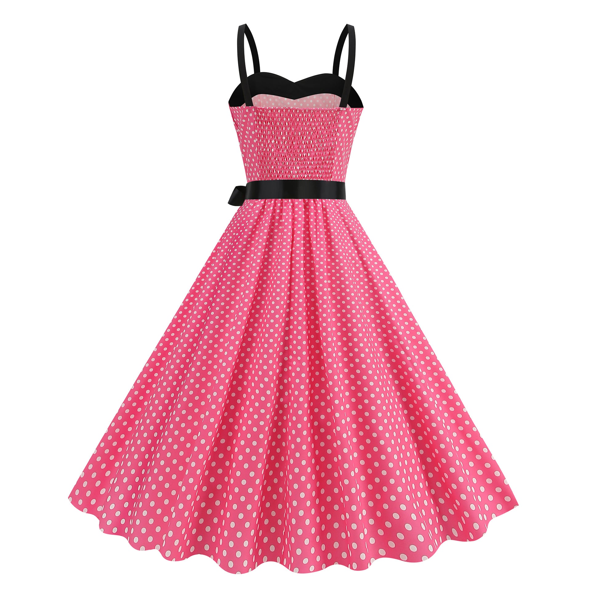 Elegant Women Pink Polka Dot Dress Summer Robe Hepburn 1950s 60s Vintage Sexy Halter Rockabilly Retro Party Dresses 2026 Vestido