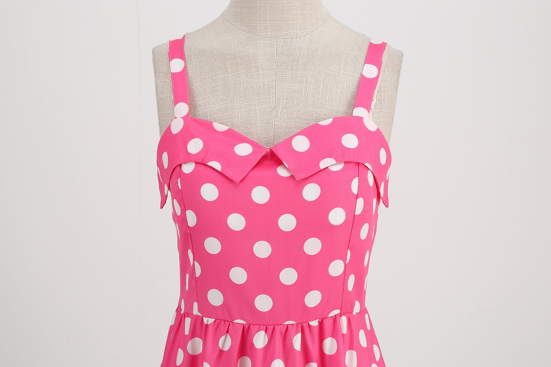 Elegant Women Pink Polka Dot Dress Summer Robe Hepburn 1950s 60s Vintage Sexy Halter Rockabilly Retro Party Dresses 2026 Vestido