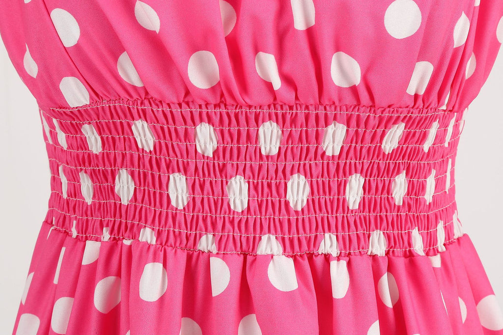 Elegant Women Pink Polka Dot Dress Summer Robe Hepburn 1950s 60s Vintage Sexy Halter Rockabilly Retro Party Dresses 2026 Vestido