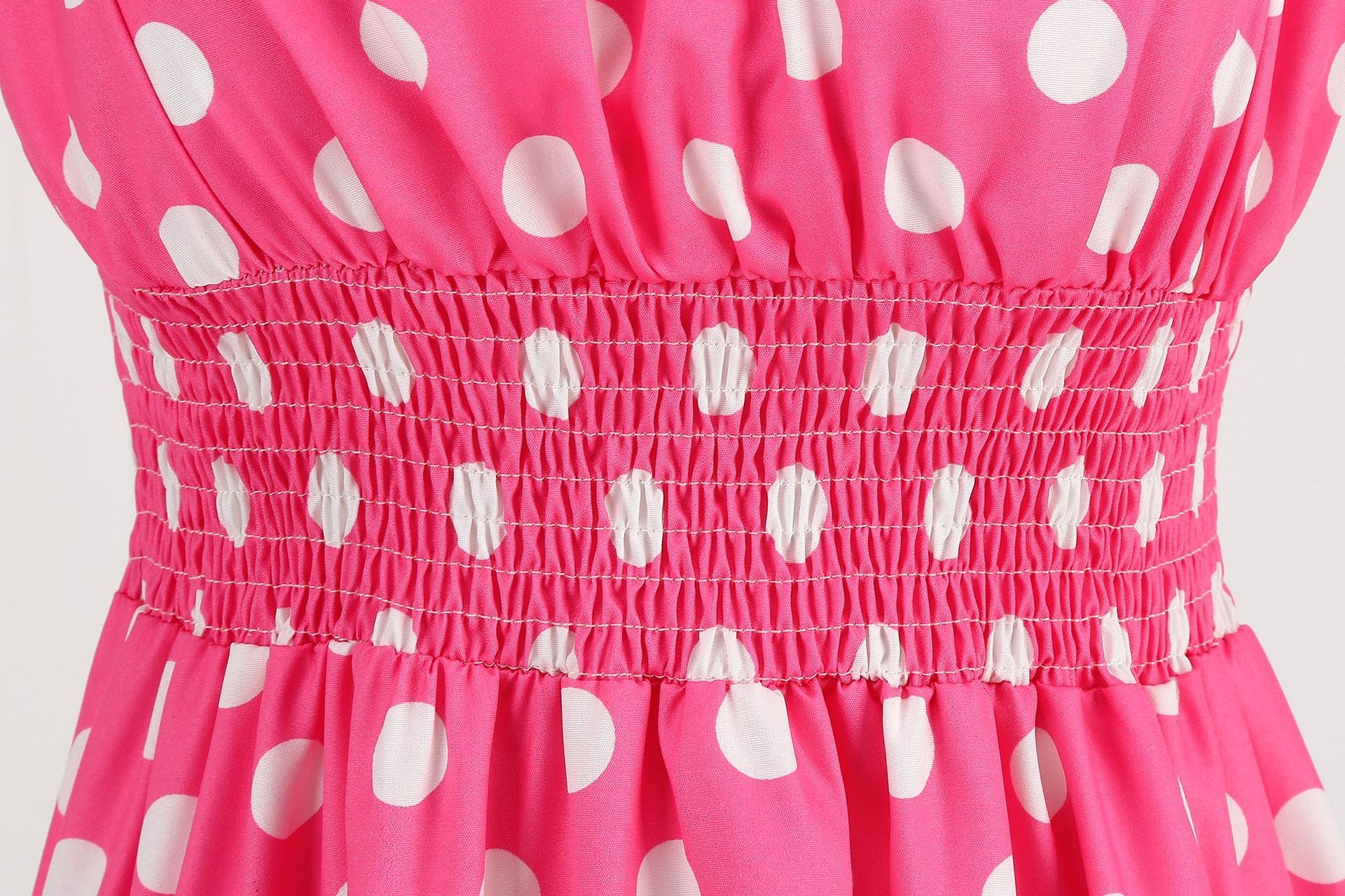 Elegant Women Pink Polka Dot Dress Summer Robe Hepburn 1950s 60s Vintage Sexy Halter Rockabilly Retro Party Dresses 2026 Vestido