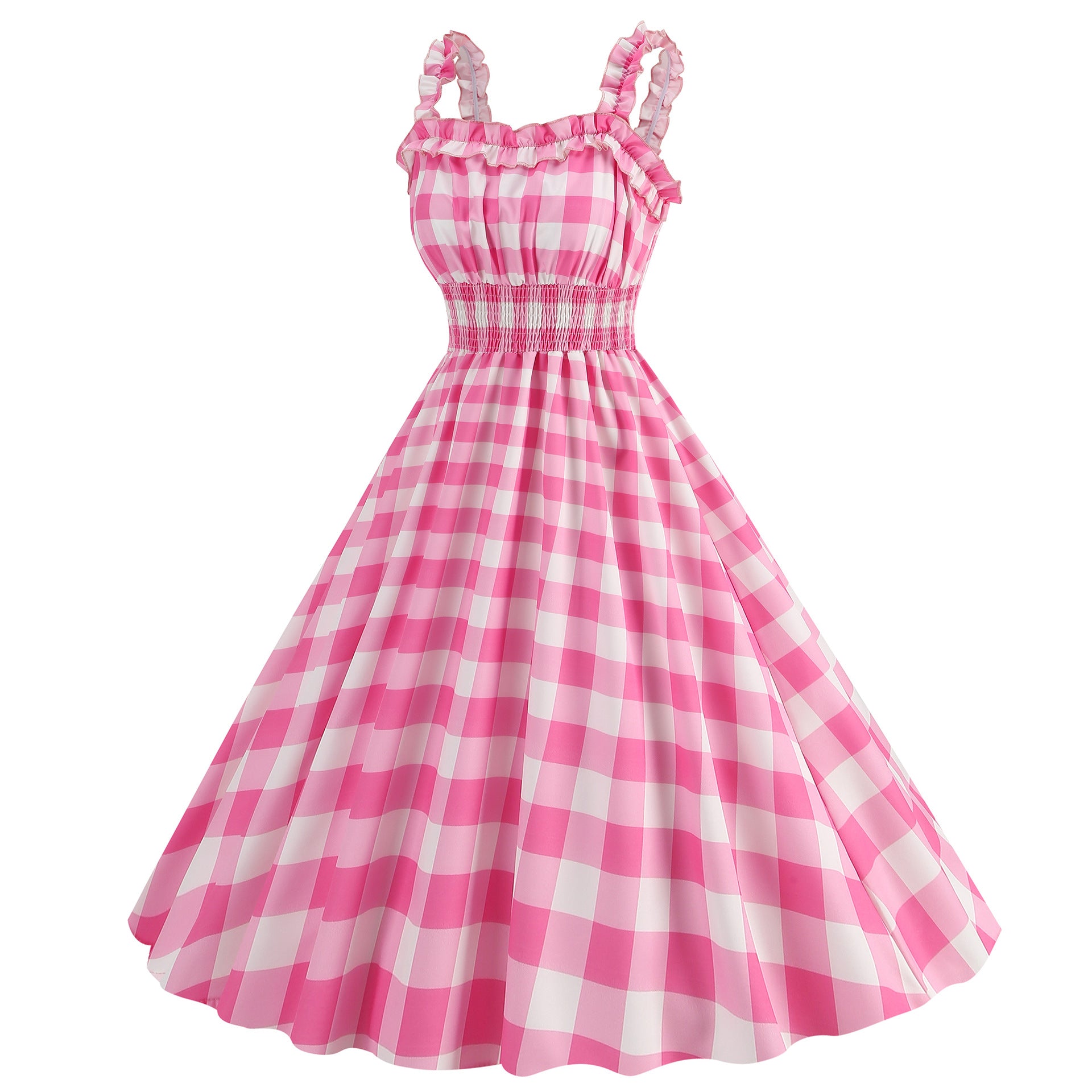 Elegant Women Pink Polka Dot Dress Summer Robe Hepburn 1950s 60s Vintage Sexy Halter Rockabilly Retro Party Dresses 2026 Vestido