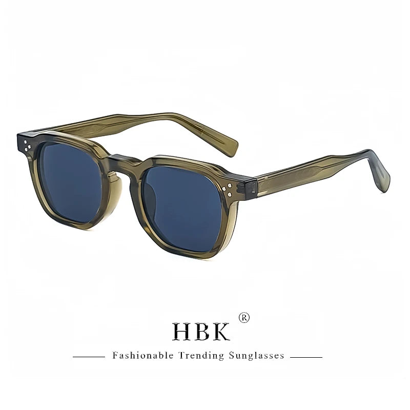 HBK New Square Vintage Sunglasses Men Square Fashion Punk Sun Glasses for Women Outdoor Travel Driving Beach Eyewear UV400