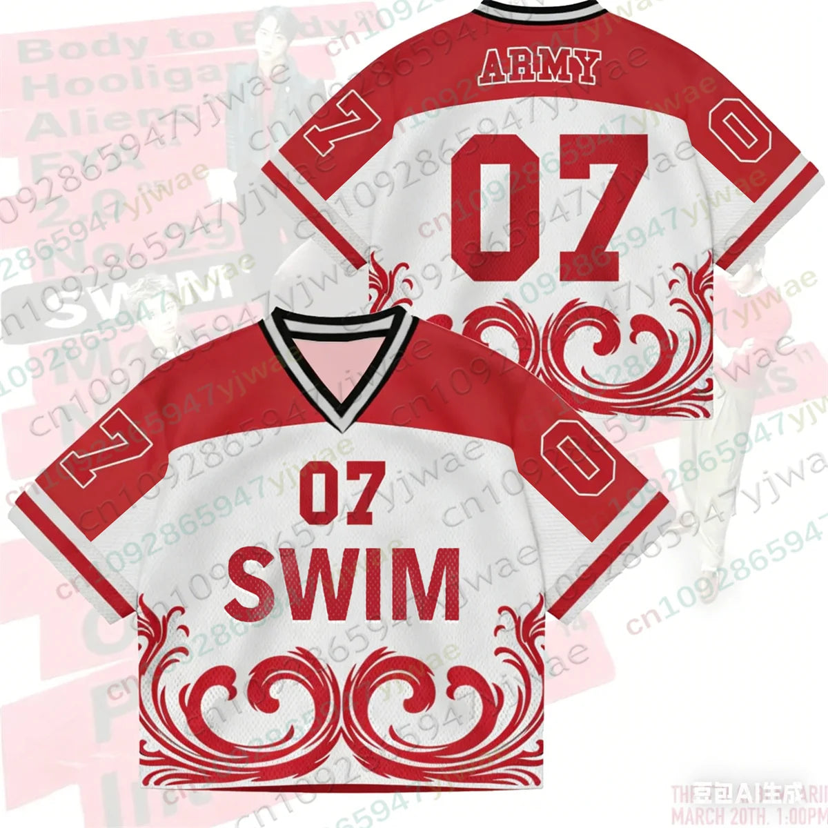 SWIM Unisex Jersey 2026 Fashionable Streetwear Top V-Neck Loose Short Sleeved Gift For Arm Summer Men'S And Women'S T-Shirt