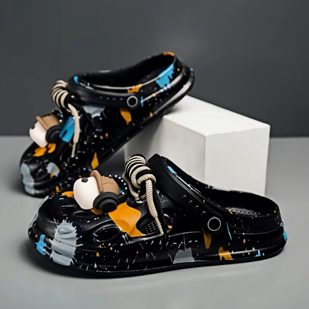 Headphone Dog Cartoon Clogs Women Men Non-slip Platform Slippers Fashion Graffiti Print Summer Outdoor Sandals