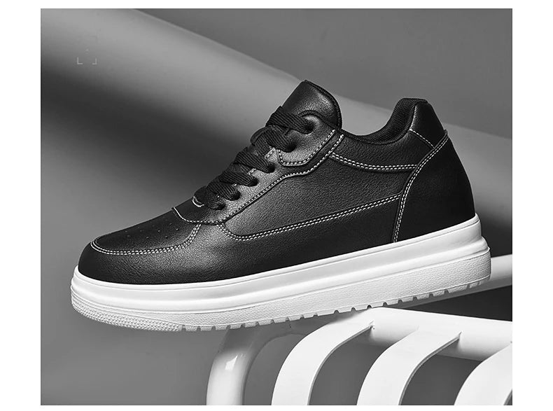 New Invisible Height-increasing Shoes for Men, 6CM-8CM-10CM Sports Shoes,White Leather Sports Shoes for Men,Enlarged Sizes 36-46