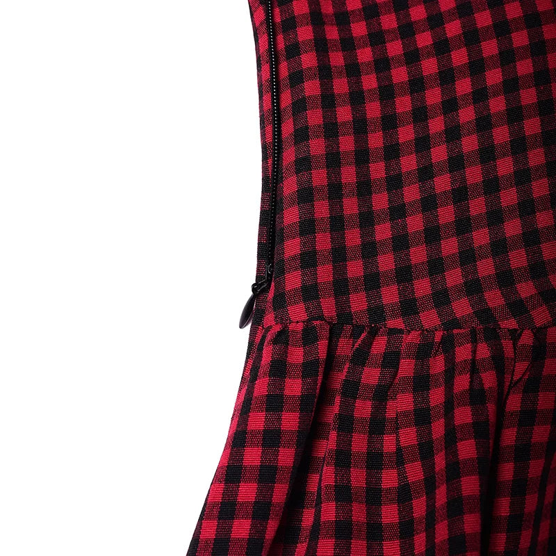 Women Summer Plaid Dress 2026 ZANZEA Elegant Square Neck Short Sleeve Midi Dresses Casual Work Vestidos Stylish Holiday Sundress