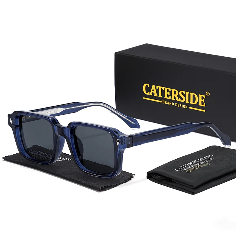 CATERSIDE Vintage Men's Square Sunglasses Brand Design Temple Tips Sun Glasses Women's Outdoor Travel Party Eyeglass UV400