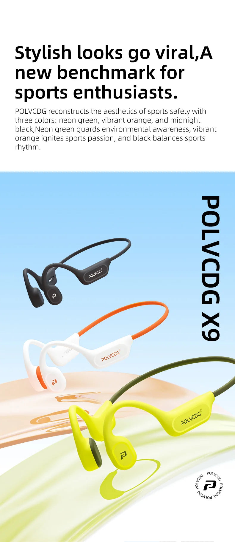 POLVCDG X9 Bone Conduction Earphones IPX8 Waterproof Open Swimming Earphones 32G Ear Hanging Earphones Tennis Running Cycling