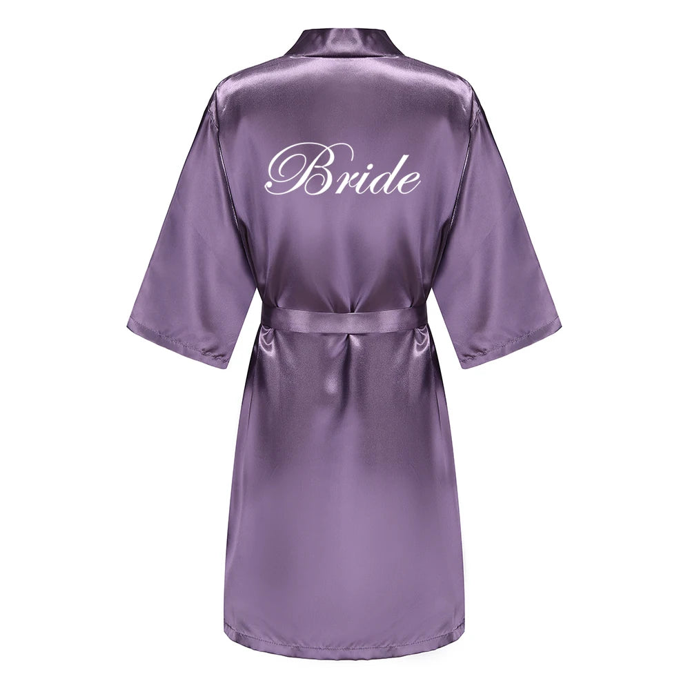 New Bathrobe Bride Satin-Silk Robe Women Bridal Party Sister Team Mother Shower Gift Bridesmaid Wedding Short Robes YE7883