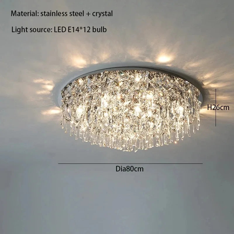 Modern Minimalist LED K9 Crystal Chandelier Ceiling Pendant Suspend Lights Home Decoration Lamp Dining Room Living Villa Bedroom