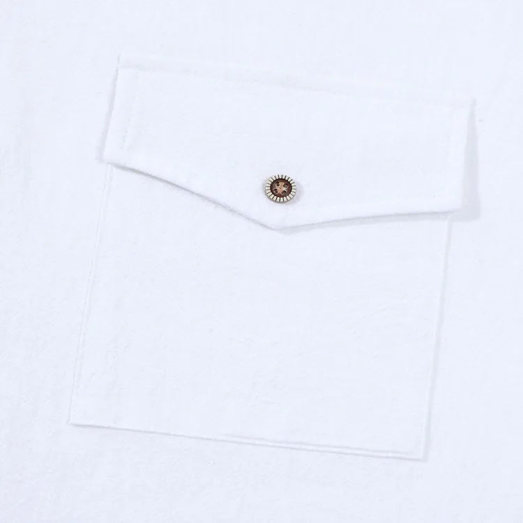 2026 New Men's Long Sleeve Casual Shirt Double Chest Pocket Button Up Shirt Soft Cotton Linen Men's Daily Work Tops
