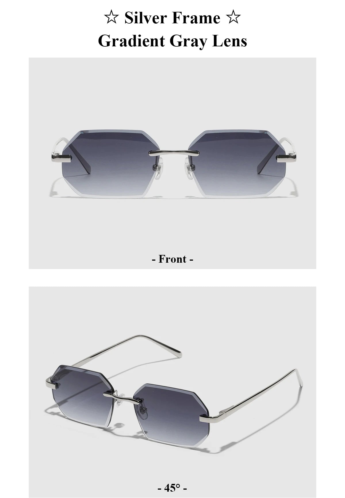 Ruiao Sunglasses Men Brand Designer Fashion Rimless Sun Glasses Shades Diamond Cut Lens Ladies Frameless Metal Eye glasses