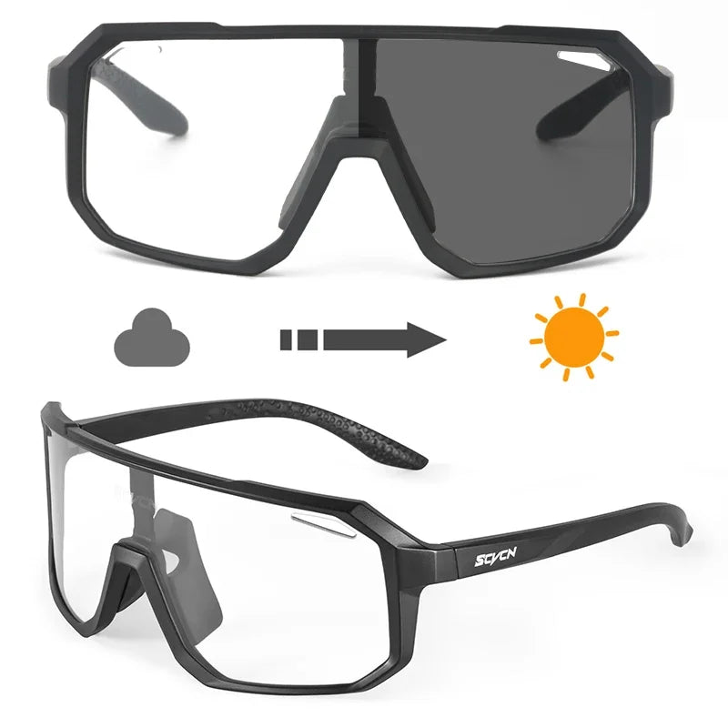 SCVCN New Photochromic Cycling Glasses Motorcycle Bike Riding Outdoor Sport Cycling Sunglasses Men Women Hiking UV400 Goggles