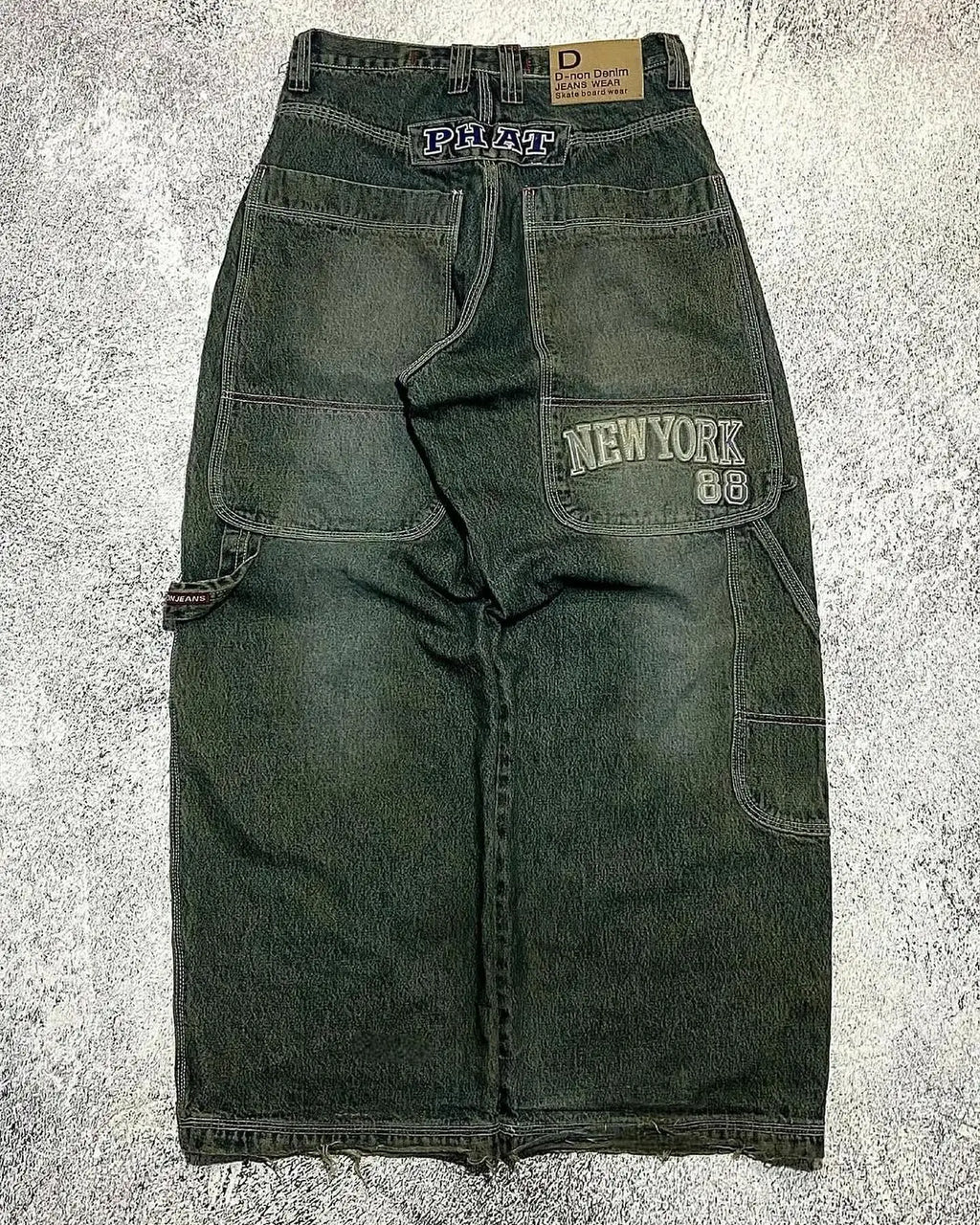 Street Vintage Jeans New Y2K Harajuku Wash Blue Multiple pockets Baggy Jeans Denim Pants Mens Womens High Waist Wide Trousers
