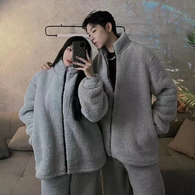 2024 Winter Men's and Women's Underwear Set Pajamas Winter Thick Velvet Coral Flannel Home Clothes Pajamas