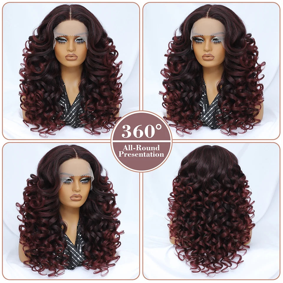 Lace Front Wigs Curly Latisha Synthetic High Quality Blonde Pink Blue Black White Red Brown Wig With Baby Hair For African Women
