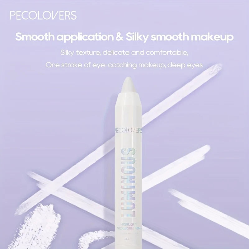 Long-Lasting Glitter Eyeshadow Highlighter Pencil for Eye Makeup - Waterproof, Pearly, White and Silver