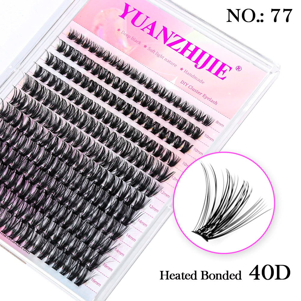 YUANZHIJIE DIY Cluster Eyelash Extension 12lines Dovetail Segmented Lashes Natural Lighter Bundle Makeup Supplies