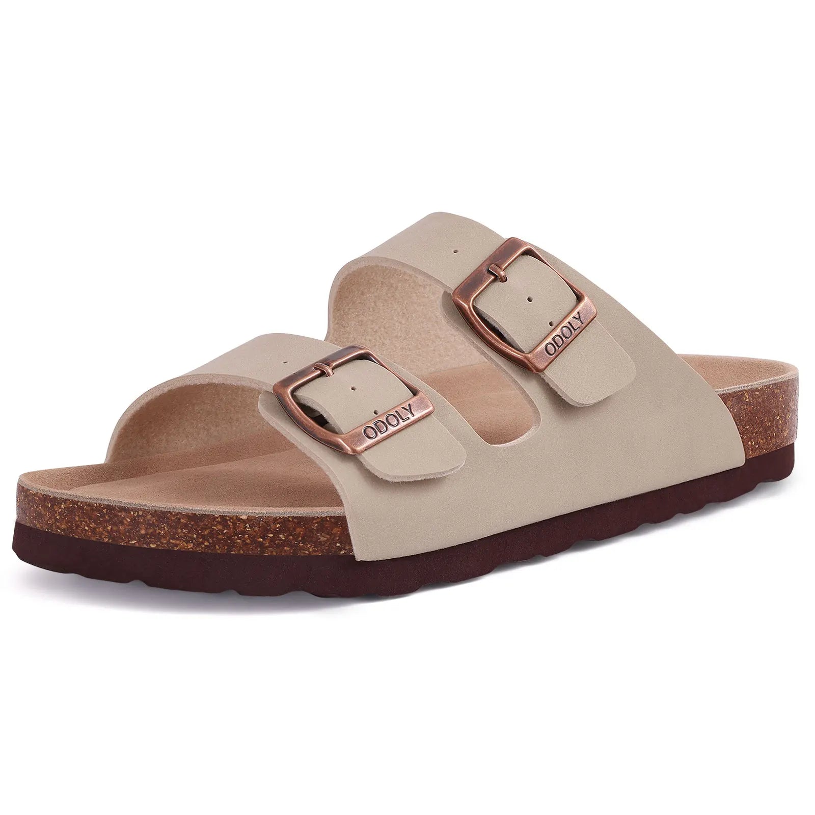 Bebealy Women's Cork Footbed Slide Men Sandal Summer Outdoor Sandals With Adjustable Buckle Beach Sandals Vacation Pool Sandals