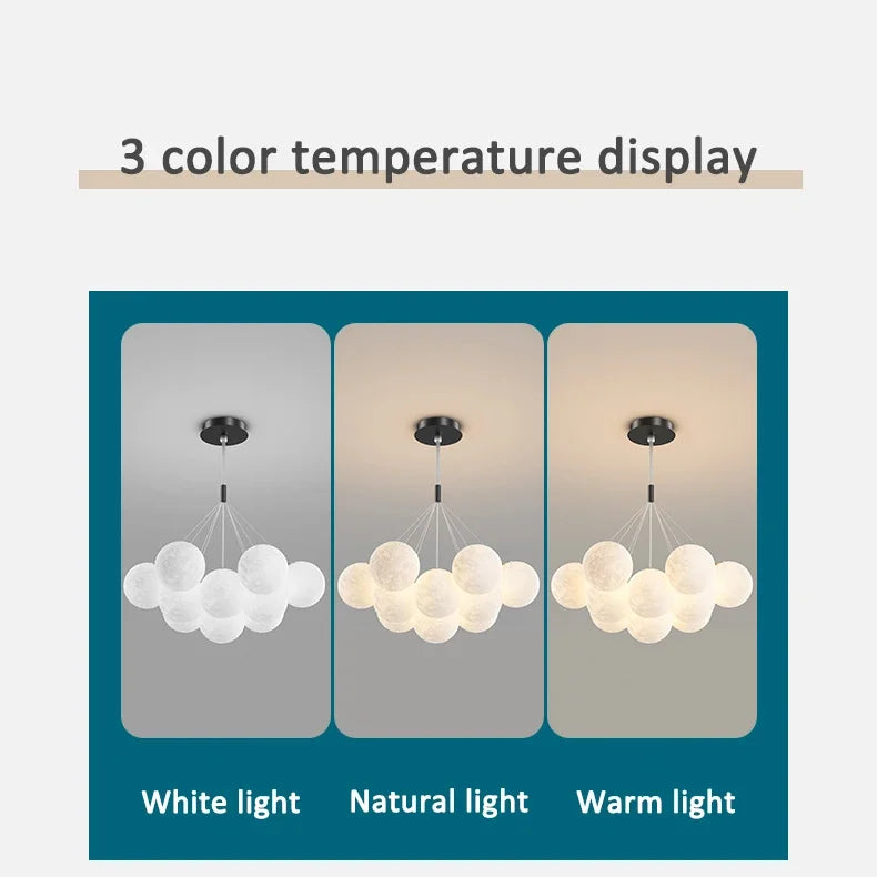 Modern Minimalist LED Ceiling Pendant Lamps Design Cream Ball Chandelier Light Home Decor for Living Dinning Room Bedroom Indoor