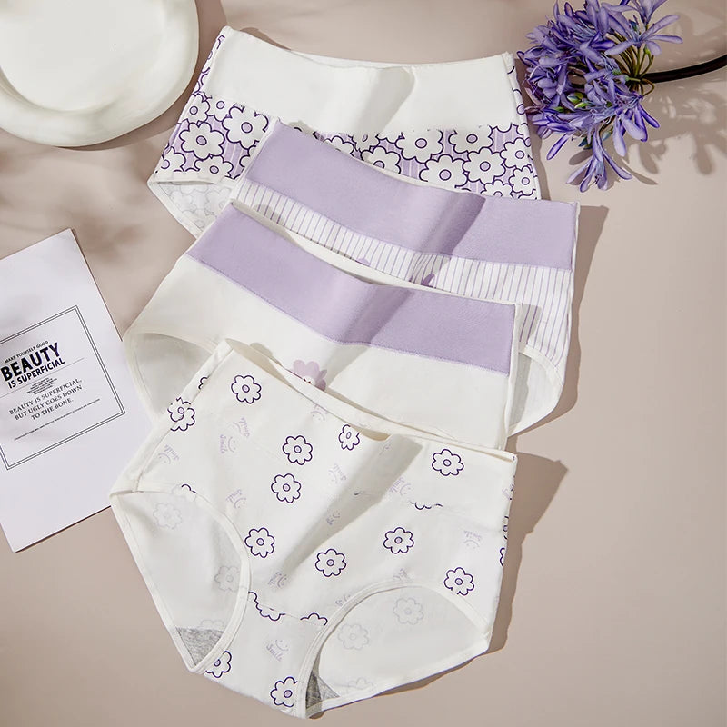 4Pcs Plus Size M-5XL Panties Women Cotton High Waist Slimming Underwear Seamless Girls Briefs Sexy Female Breathable Lingerie