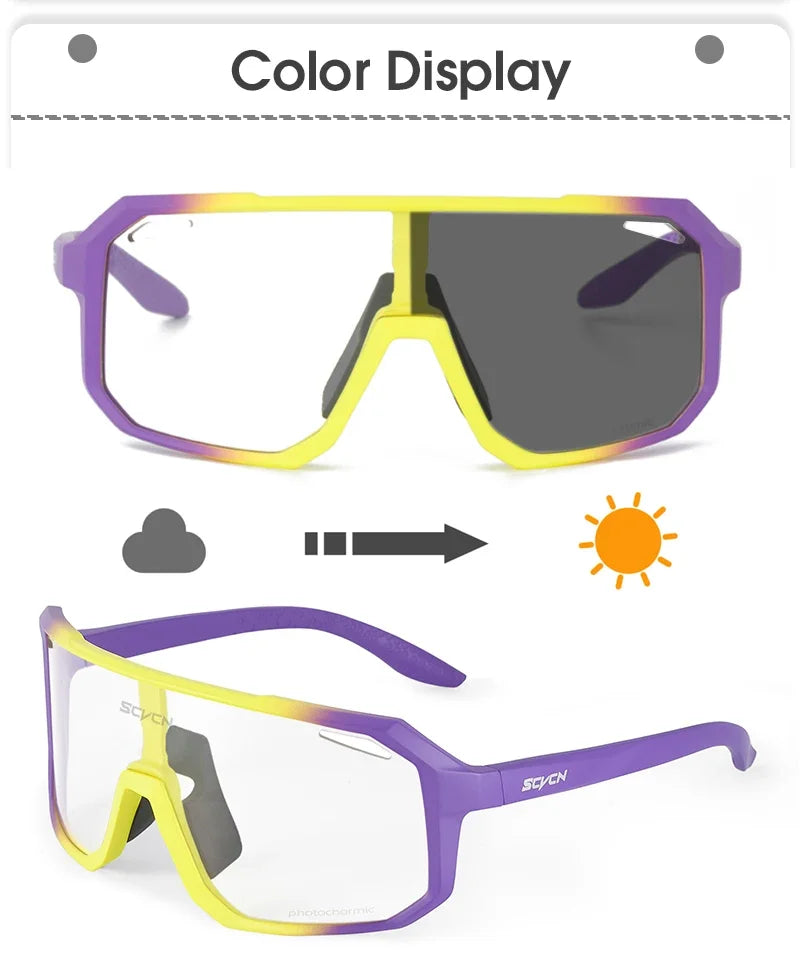SCVCN New Photochromic Cycling Glasses Motorcycle Bike Riding Outdoor Sport Cycling Sunglasses Men Women Hiking UV400 Goggles