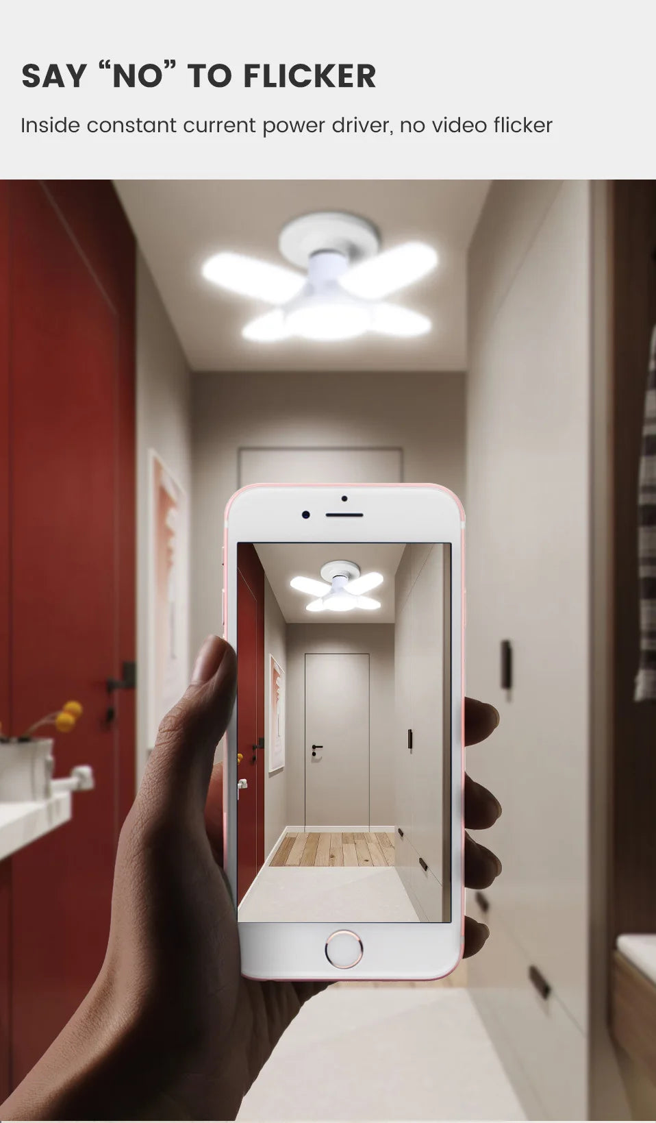 E27 Fan Shape Foldable LED Bulb AC220V/110V Deformation for Home Ceiling Light Warehouse and Garage White Light6500K Bulb