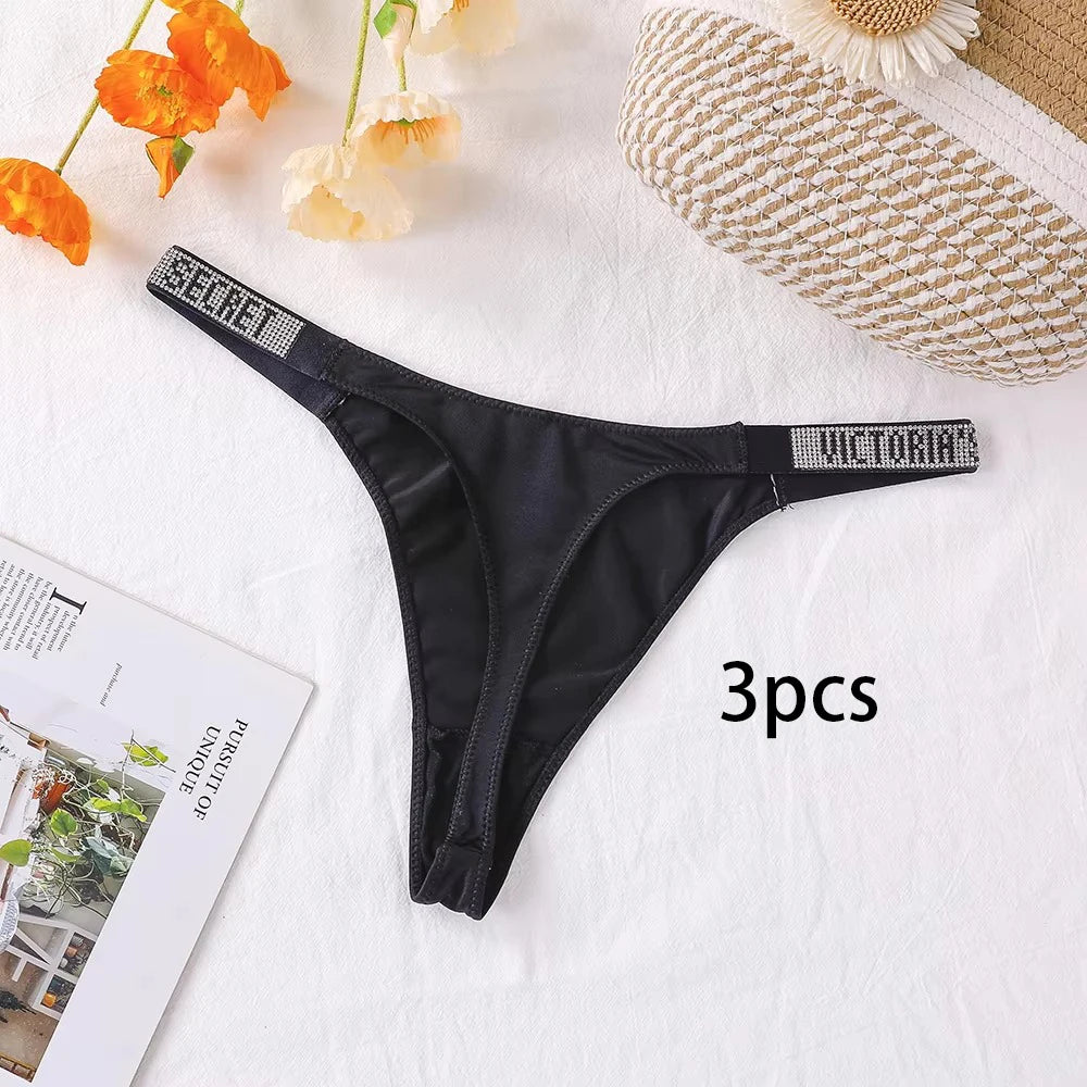 3PCS Victoria's Secret Lace Thongs Woman Comfortable Breathable Panty High Waist Women Underwear Sexy Lingerie Panties Seamless