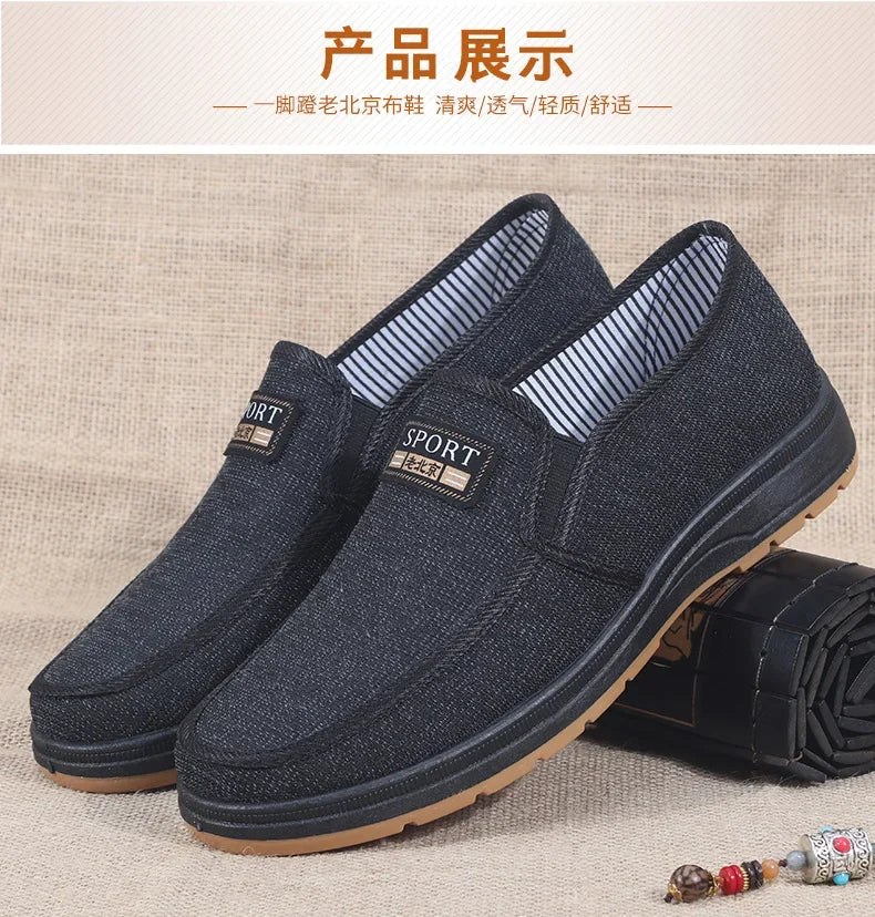 Hot selling men's sports shoes for spring and summer 2024, casual old Beijing walking shoes, breathable men's cloth shoes