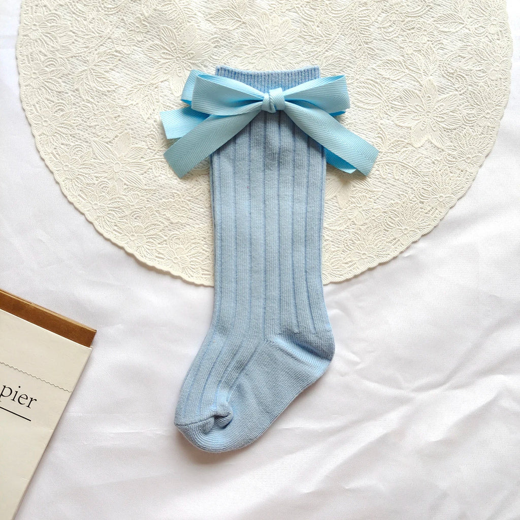 14 Colors Princess Girls Long Sock Big Bowknot Infant Baby Stockings Kids Cotton Sock Knee High Breathable Soft Children Socken