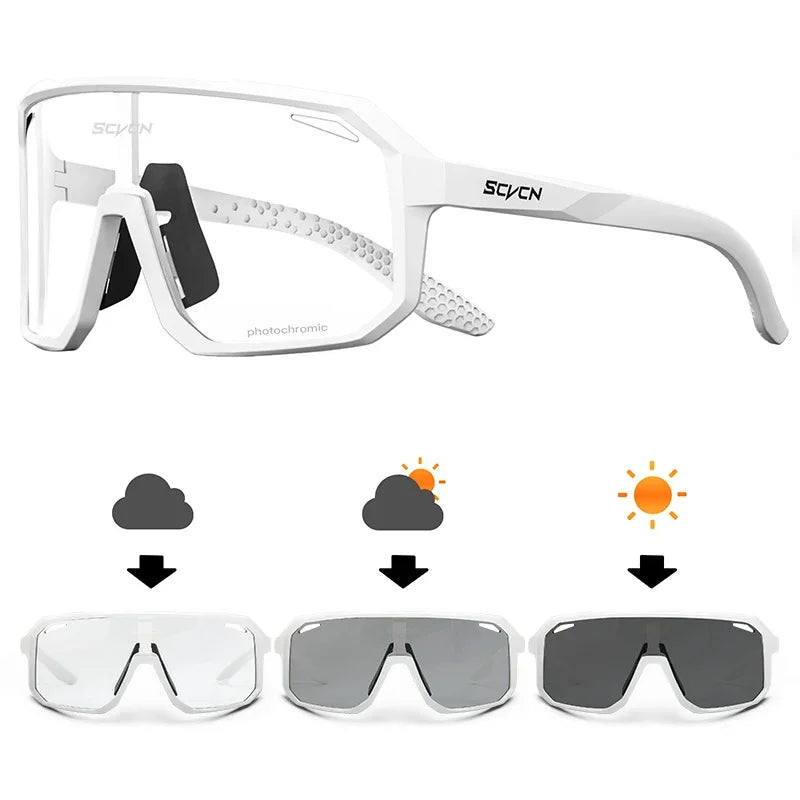 SCVCN New Photochromic Cycling Glasses Motorcycle Bike Riding Outdoor Sport Cycling Sunglasses Men Women Hiking UV400 Goggles