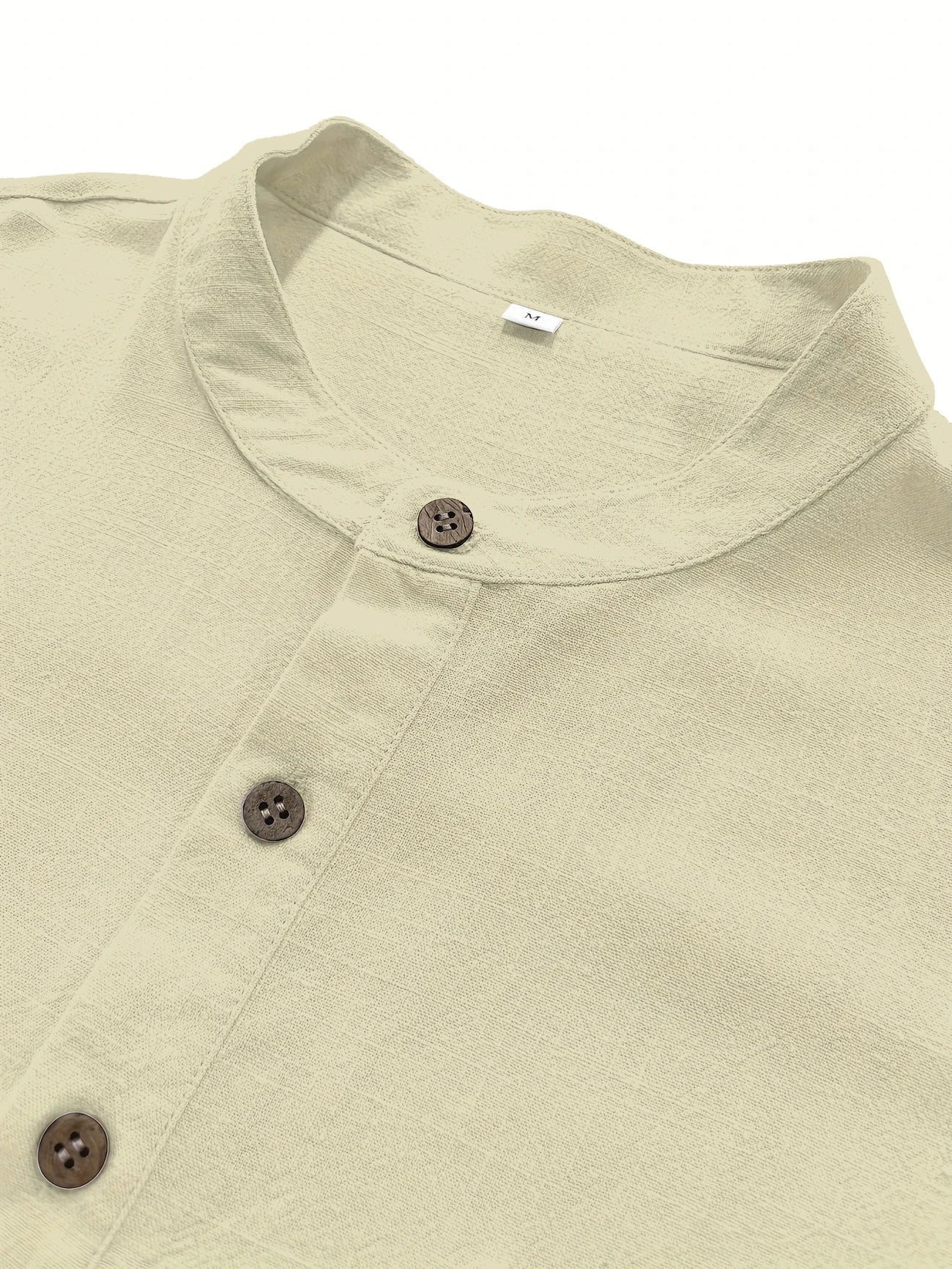 High Quality Men's Breathable Cotton Linen Short Sleeve Henley Shirt Casual Loose Fit Solid Color Tee with Chest Pocket