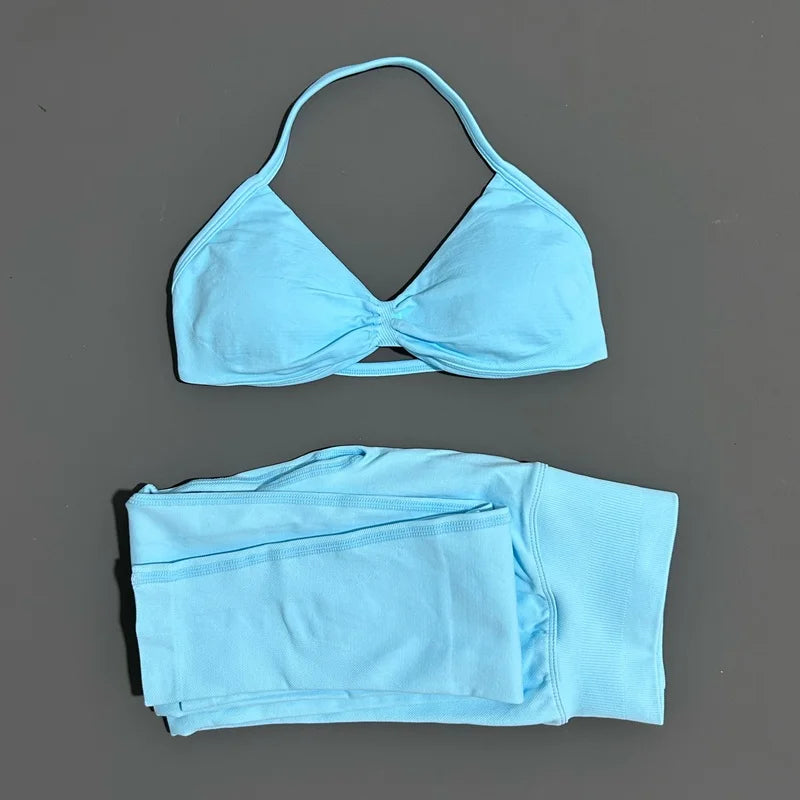 2 Piece Yoga Clothes Women Tracksuit Athletic Wear Pilates Fitness Suit Gym Workout Push Up Clothes Sports Bra Leggings Suit