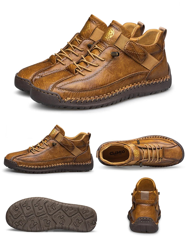 CLOHOO Handmade Men's High-Top Sport Casual Boots Breathable Outdoor Wear with Extended Size Options Classic Ankle Boots