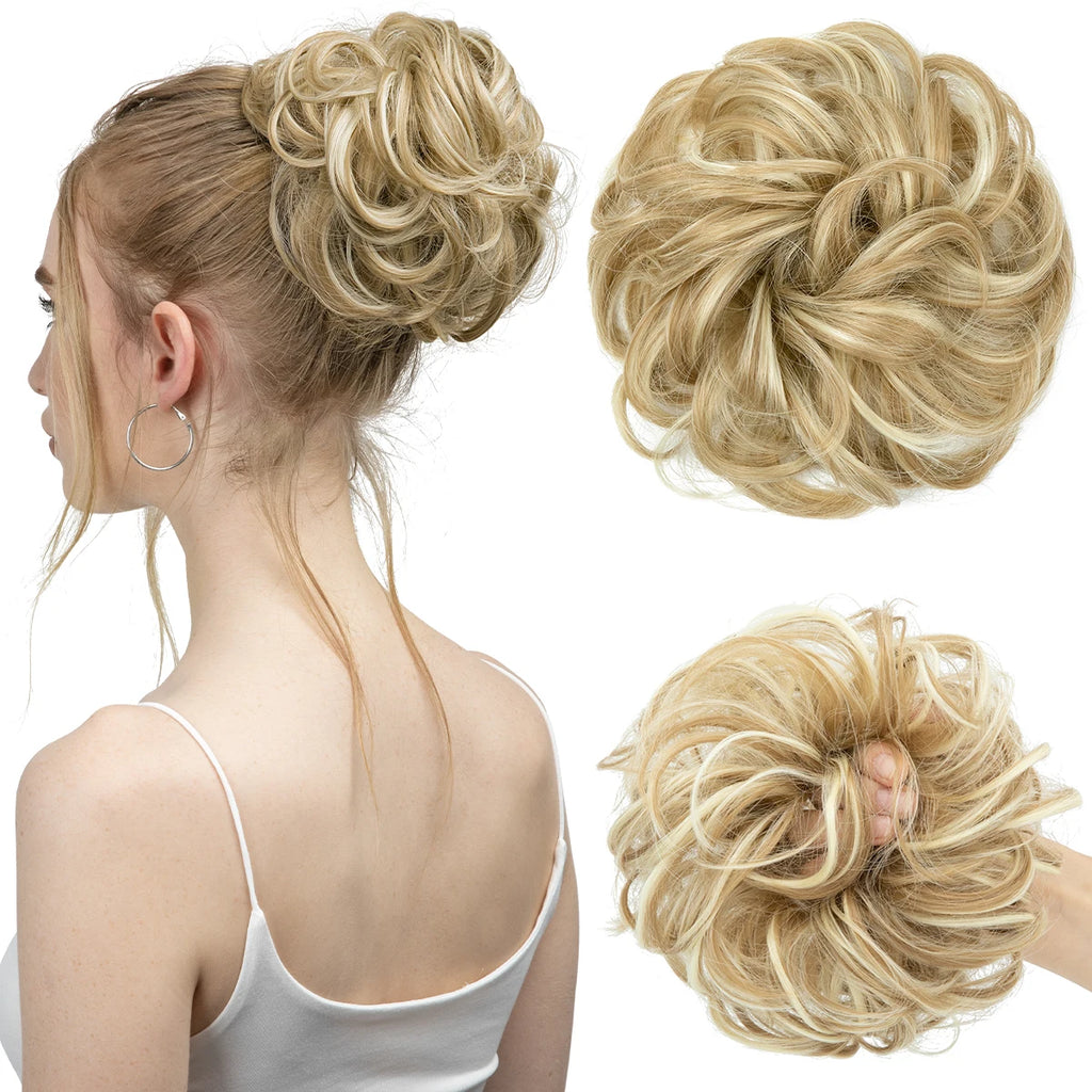 Synthetic Messy Hair Bun Extensions Big Curly Elastic Hair Scrunchies Hairpieces Chignon Donut Updo Hair Pieces for Women