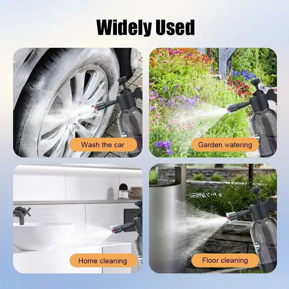2L Hand Pump Foam Sprayer Snow Foam Gun Nozzle With Pressure Relief Valve Car Wash Spray Bottle Window Cleaning Tools