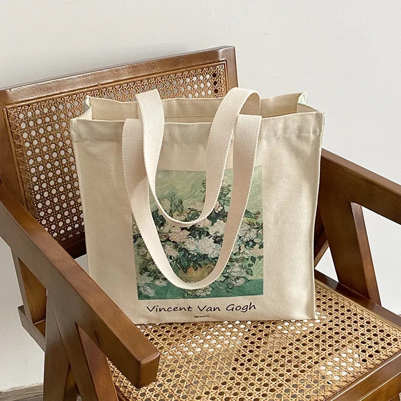 Van Gogh Morris Shoulder Bags for Women Vintage Shopping Bag with Handle Zipper Casual Canvas Tote Bag Bolsa Feminina