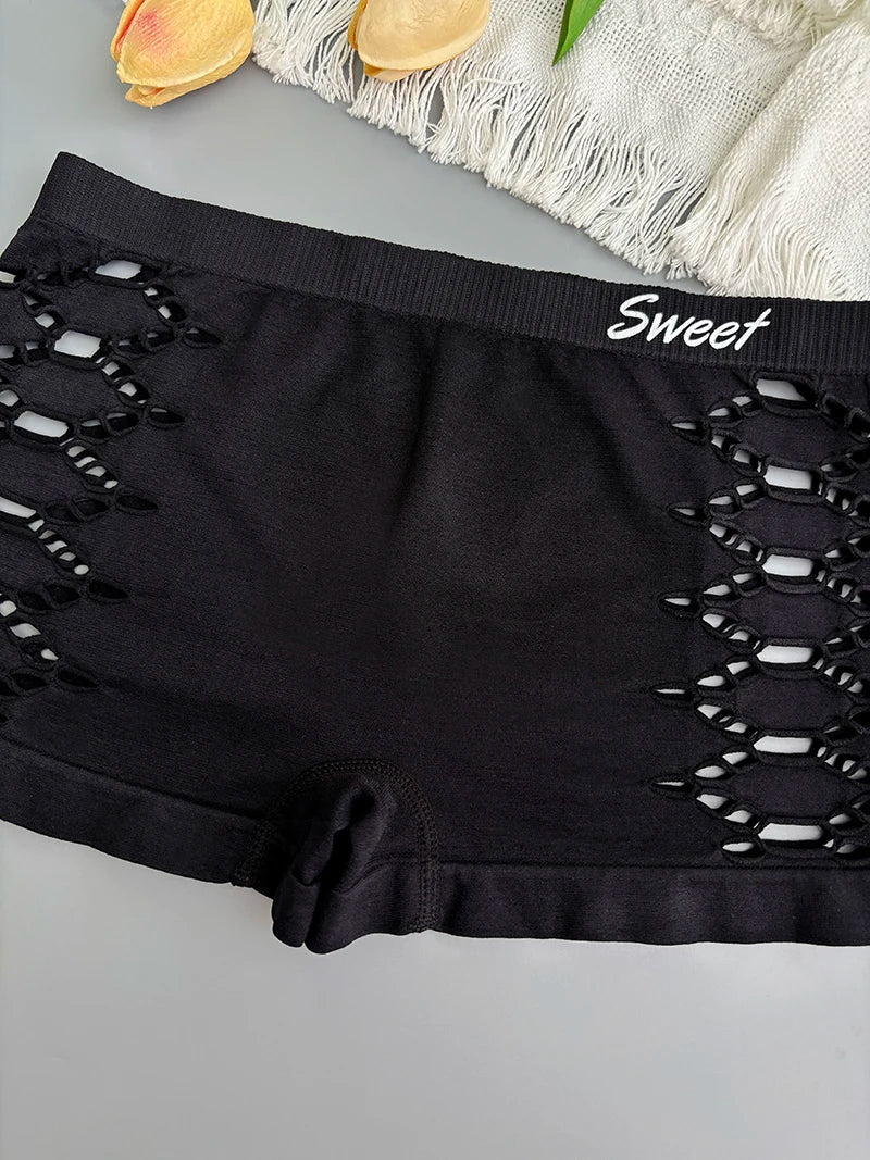Seamless Sports Underpants Skirt Seamless Knickers Shorts Under The Skirt Sexy Side Mesh Hollow Out Boxer Panties Safety Panty