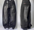 Street Vintage Jeans New Y2K Harajuku Wash Blue Multiple pockets Baggy Jeans Denim Pants Mens Womens High Waist Wide Trousers