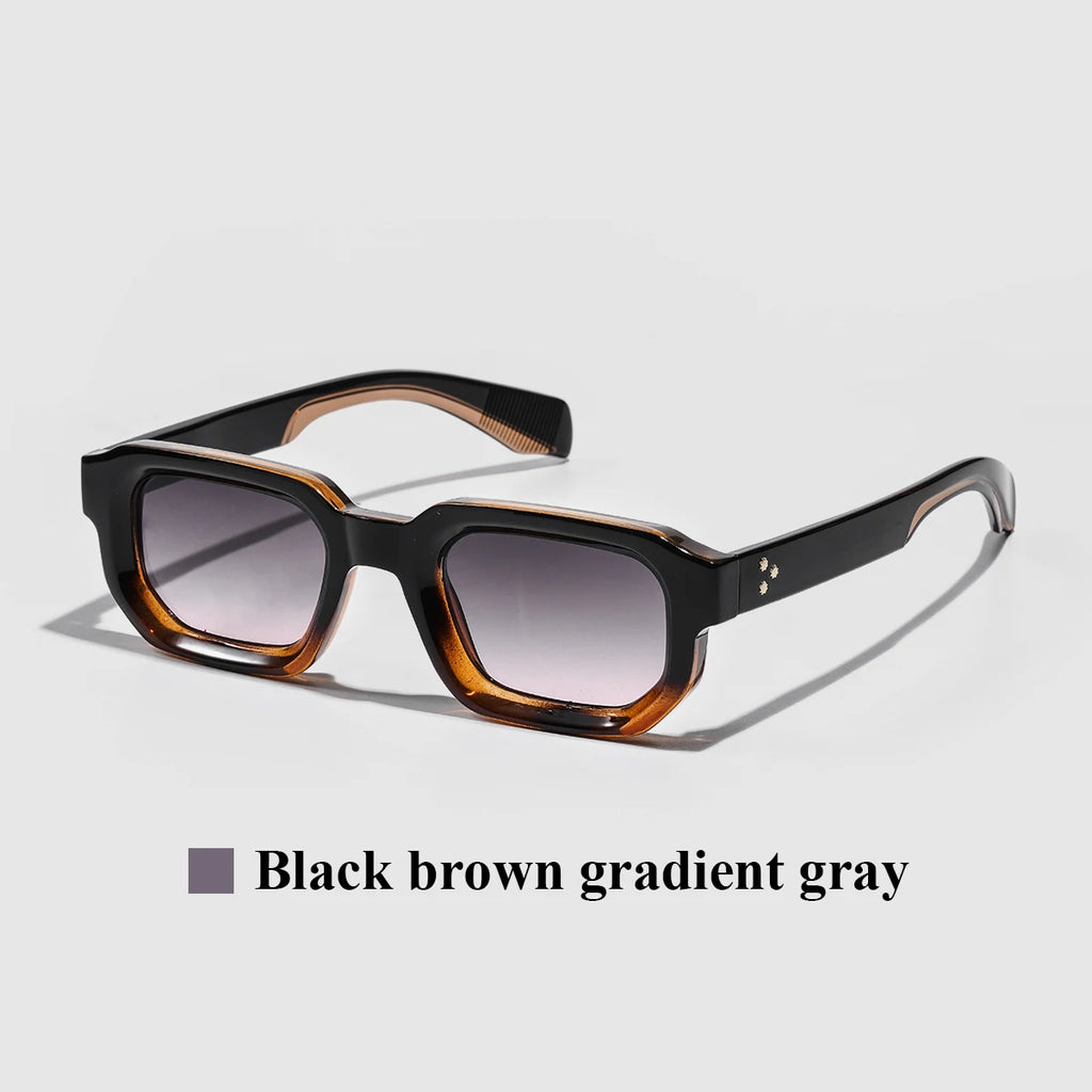 Ruiao Men Vintage Rectangle Frame Sunglasses Fashion Retro Sun Glasses Luxury Brand Design UV400 Shades Eyewear Women Sun Glasse