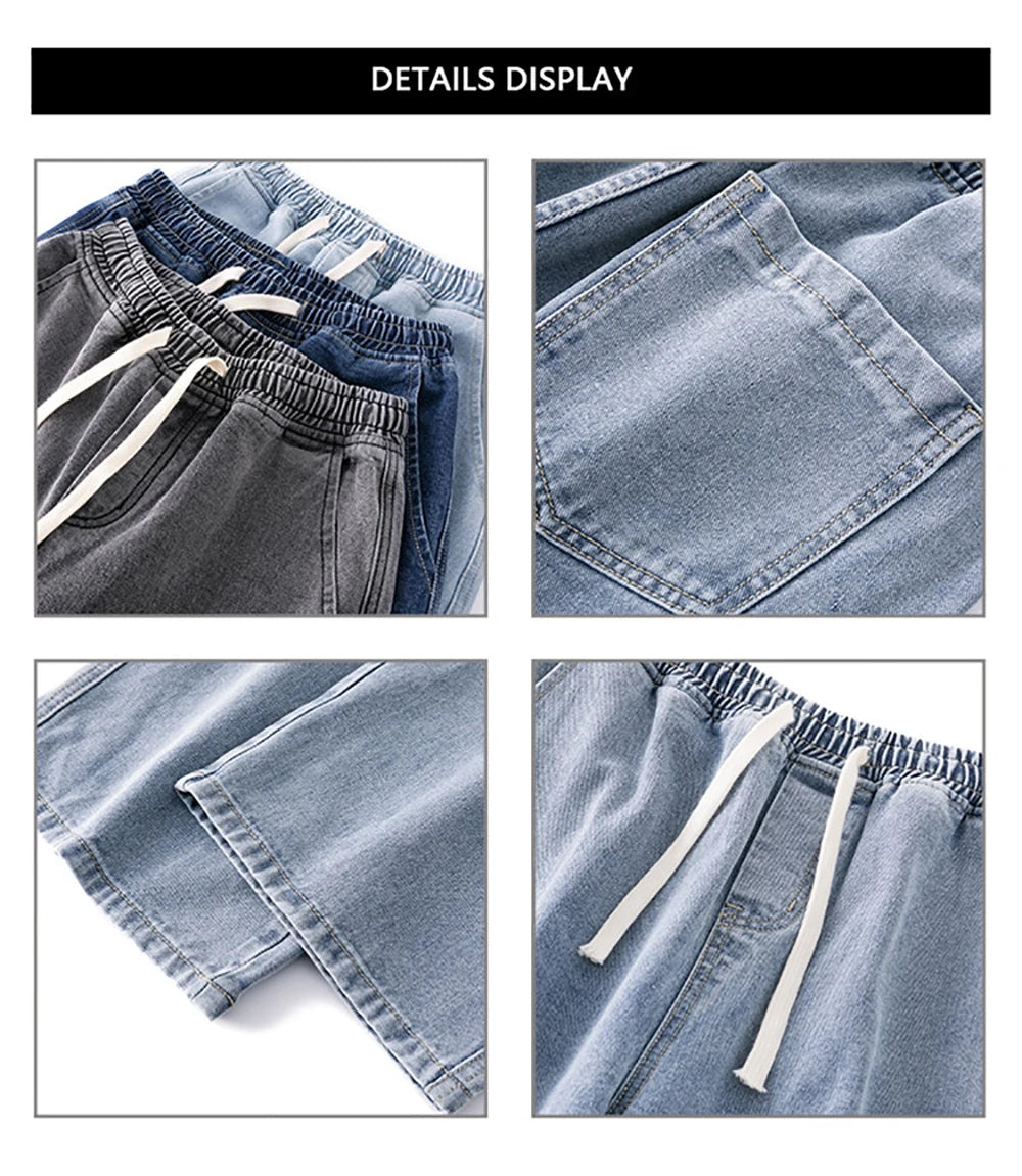 Fashion Men's Solid Color Drape Jeans Loose Straight Korean Vintage High Street Hip-hop Y2K Casual Daily Dragging Wide-leg Pants