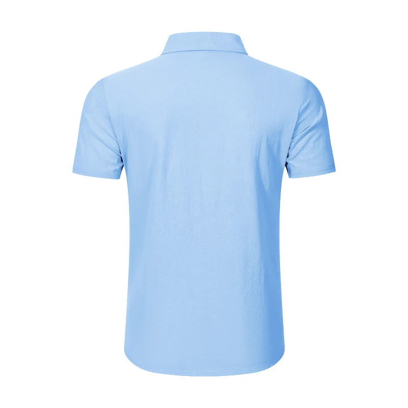 Men's Linen Casual Short Sleeve Shirt Lapel Collar Button Lightweight Breathable Summer Daily Beach Vacation Work Shirt for Men
