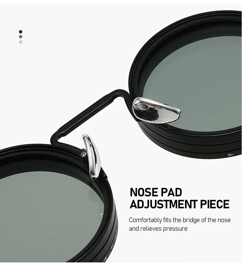 Polarized Round Sunglasses ND9 Adjustable Dimming Sun Glasses Steampunk Men Women Retro Punk Fishing Eyewear Outdoor With Case