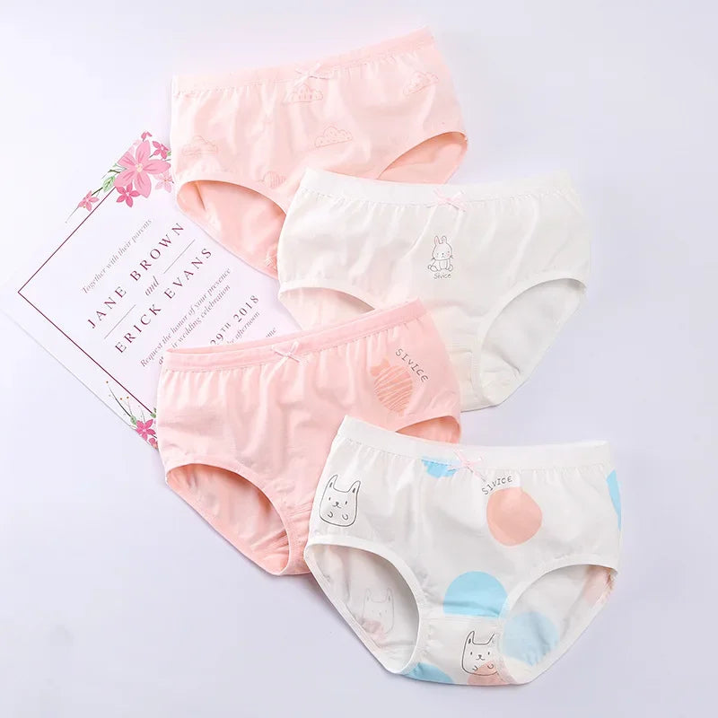 4 Pcs/Lot Girls Underwear Soft Cotton Panties Girls Teens Underpants Baby Girl Kids Children's Triangle Shorts 3-16 Years Old