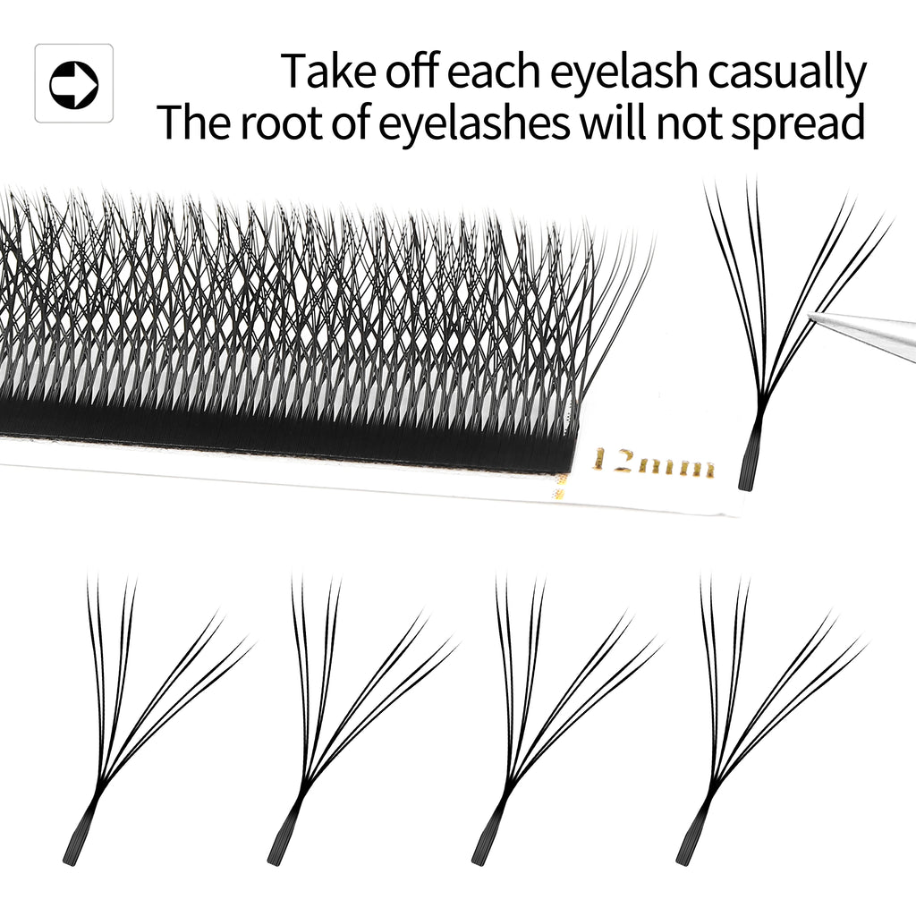 XIUSUZAKI YY Shape Black Brown Eyelashes Extensions Two Tips 2D YY False Lashes Natural Premade Volume Fans Individual Lashes
